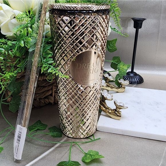 NIB Rachel Miriam Metallic Gold Tumbler 24oz with Straw - Picture 8 of 10